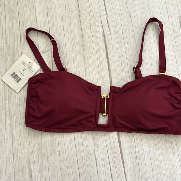 Andie Swim Cartagena Bikini Swim Top Size Small V-Neck Bandeau - Picture 3 of 8